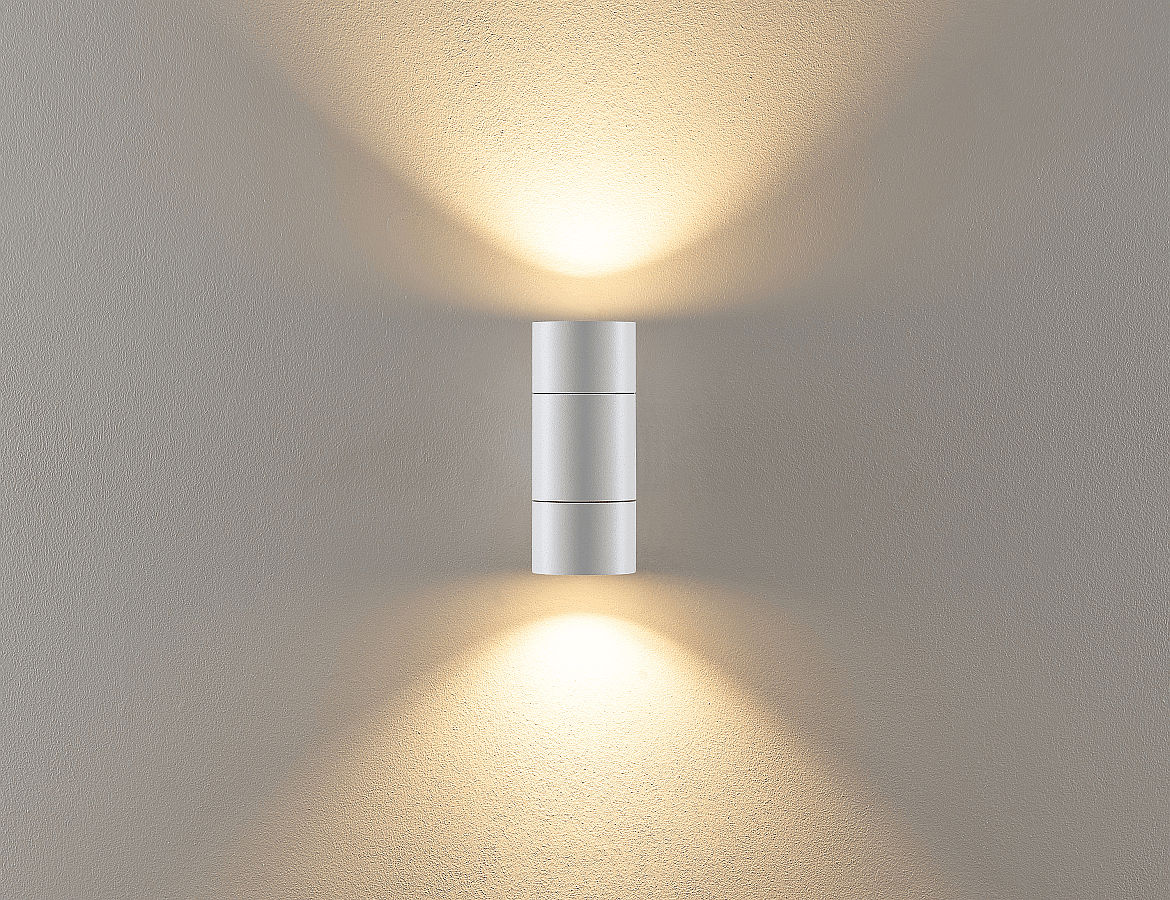 Deko-Light facade spotlight ACHERNAR UP & DOWN 2 flames, cylindrical, with lamp socket GU10 IP65, white Deko-Light facade spotlight ACHERNAR UP & DOWN 2 flames, cylindrical, with lamp socket GU10 IP65, white