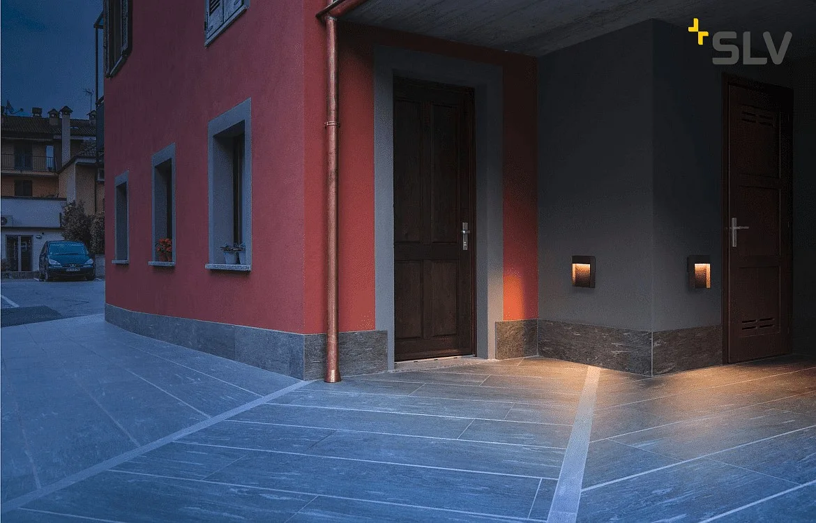 SLV Luminaire mural d'extérieur FLATT angulaire, CCT Switch, commutable IP65, anthrazit, mat SLV Luminaire mural d'extérieur FLATT angulaire, CCT Switch, commutable IP65, anthrazit, mat