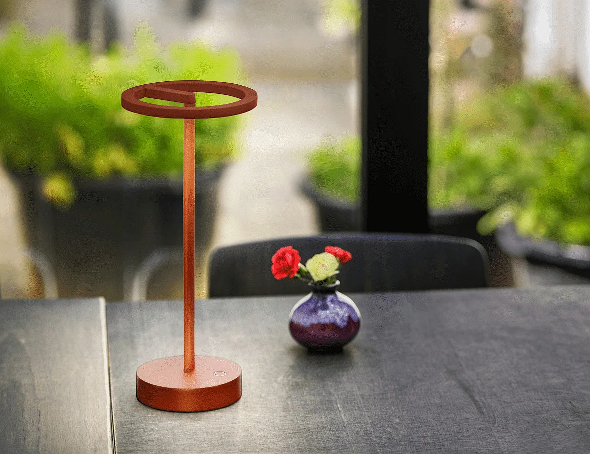SLV battery table lamp VINOLINA ONE with touch dimmer, ring shape, with charging station IP54, rust dimmable SLV battery table lamp VINOLINA ONE with touch dimmer, ring shape, with charging station IP54, rust dimmable