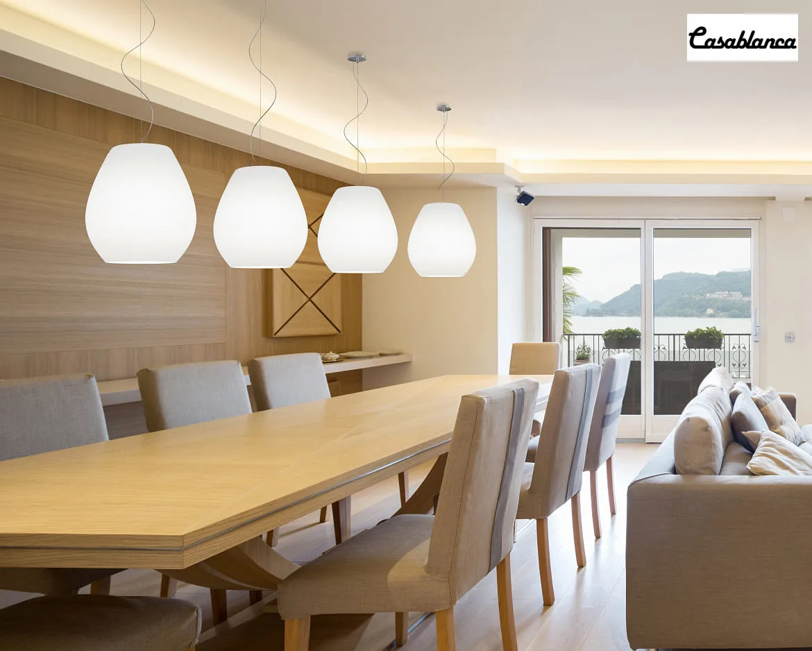 Casablanca Luminaire à suspension BAGAN à 1 flamme, dimmable E27 IP20, aluminium brossé, opale, blanc mat gradable Casablanca Luminaire à suspension BAGAN à 1 flamme, dimmable E27 IP20, aluminium brossé, opale, blanc mat gradable