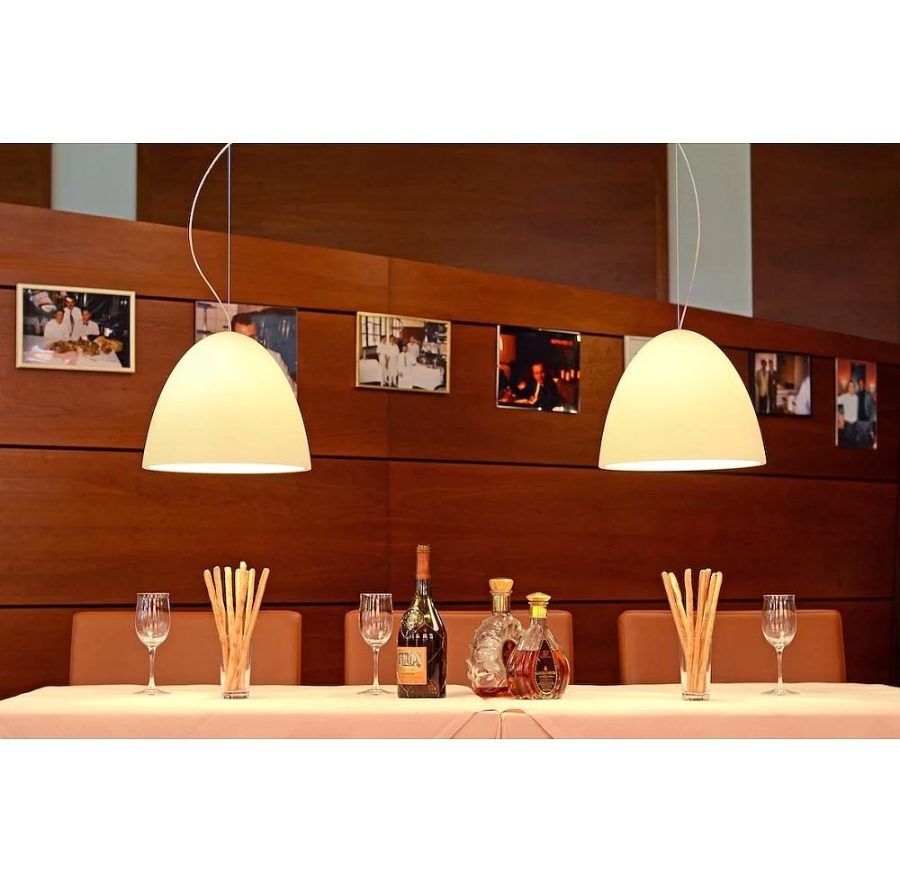 Casablanca Luminaire à suspension BELL à 2 flammes, petit, dimmable E27 IP20, aluminium brossé, couleur sable, blanche gradable Casablanca Luminaire à suspension BELL à 2 flammes, petit, dimmable E27 IP20, aluminium brossé, couleur sable, blanche gradable