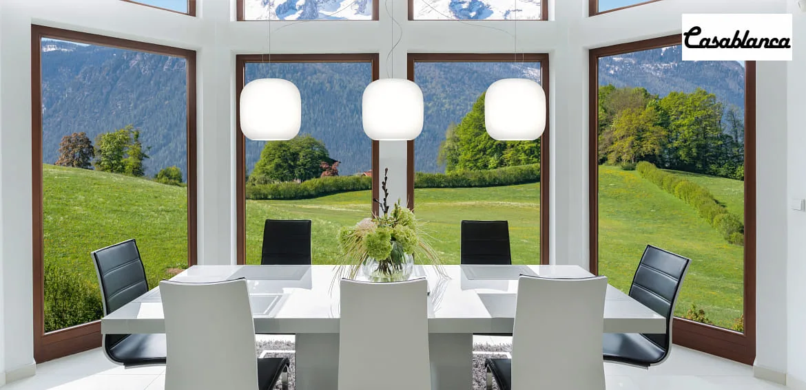 Casablanca Luminaire à suspension MUREA à 1 flamme, dimmable E27 IP20, aluminium brossé, opale, blanc mat gradable Casablanca Luminaire à suspension MUREA à 1 flamme, dimmable E27 IP20, aluminium brossé, opale, blanc mat gradable