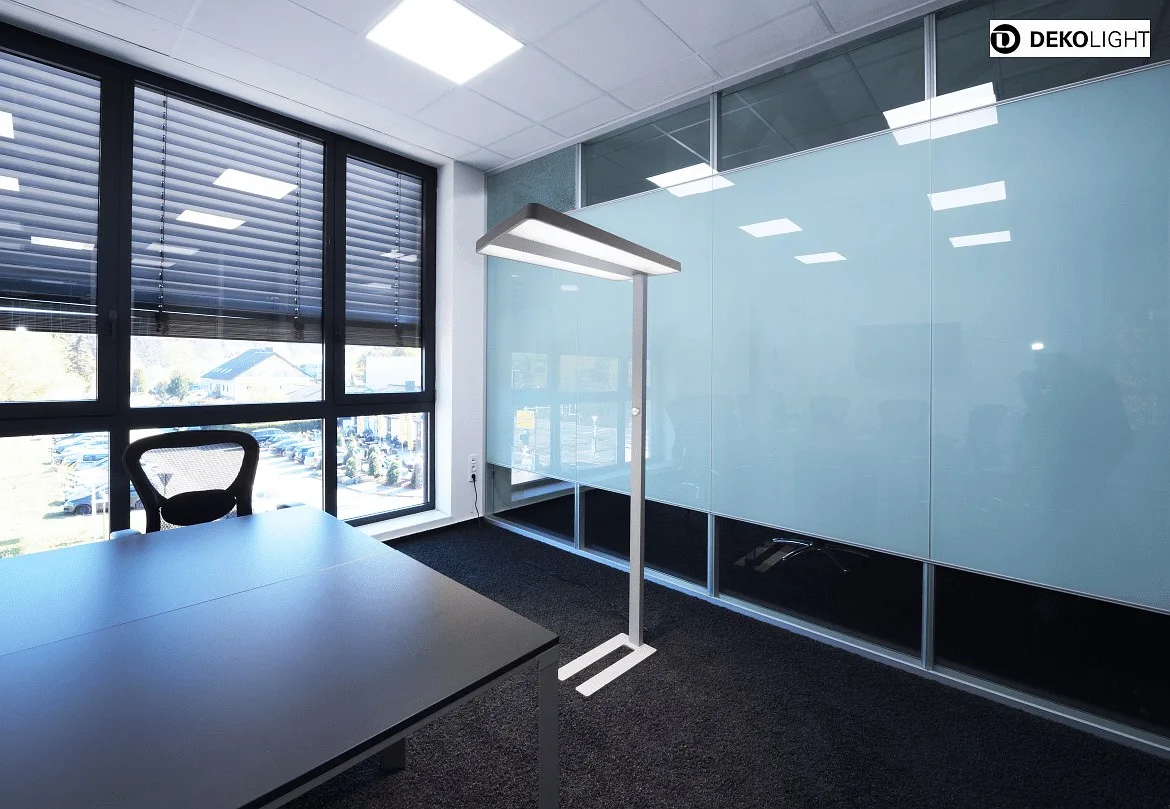 Deko-Light LED floor lamp OFFICE TWO, Up / Down, 80W 4000K 8300lm 2065cd 115° / 75°, UGR<19, dimmable, Alu silver Deko-Light LED floor lamp OFFICE TWO, Up / Down, 80W 4000K 8300lm 2065cd 115° / 75°, UGR<19, dimmable, Alu silver