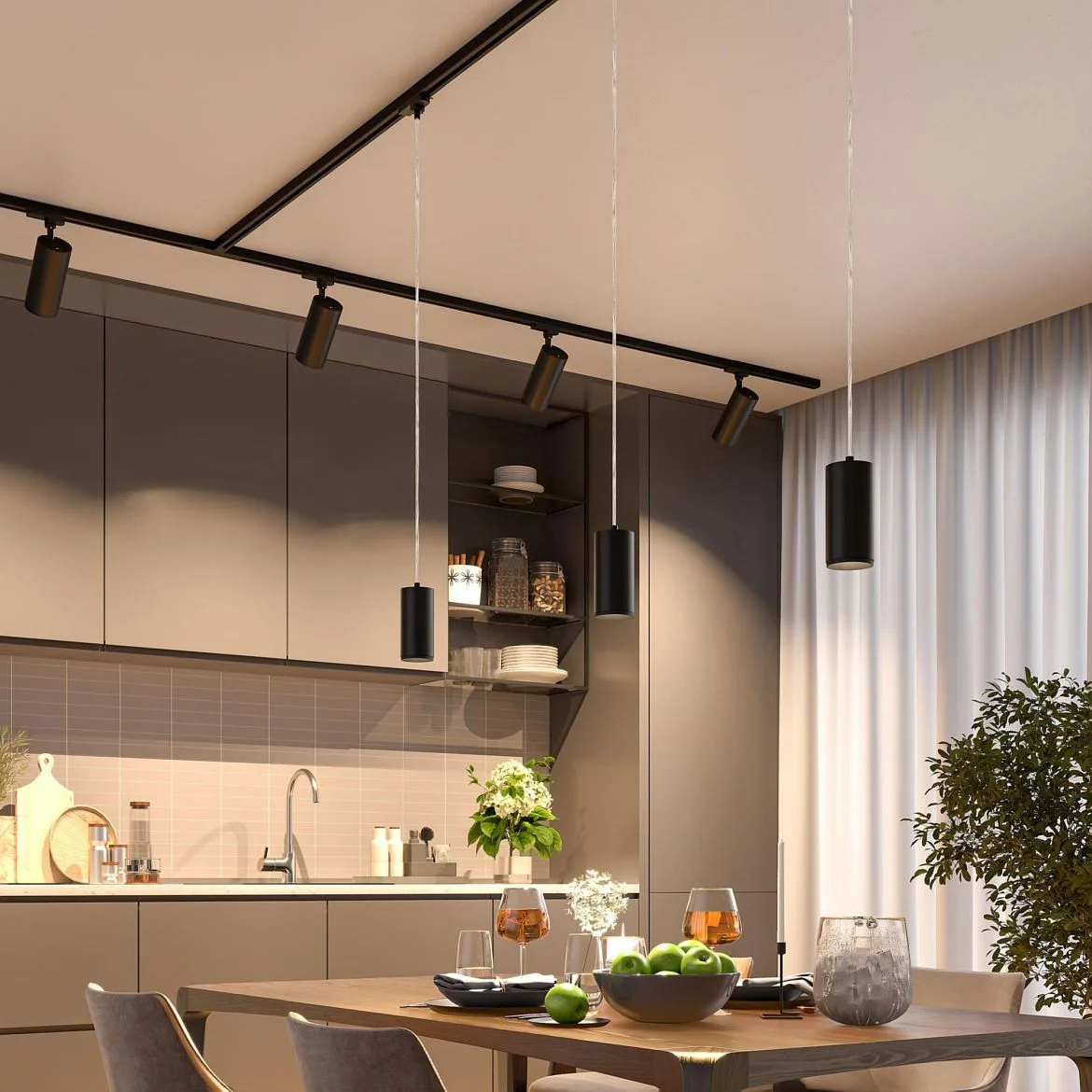 Deko-Light Luminaire suspendu triphasé LUCEA 10 CCT contrôlable par DALI IP20, noir gradable Deko-Light Luminaire suspendu triphasé LUCEA 10 CCT contrôlable par DALI IP20, noir gradable
