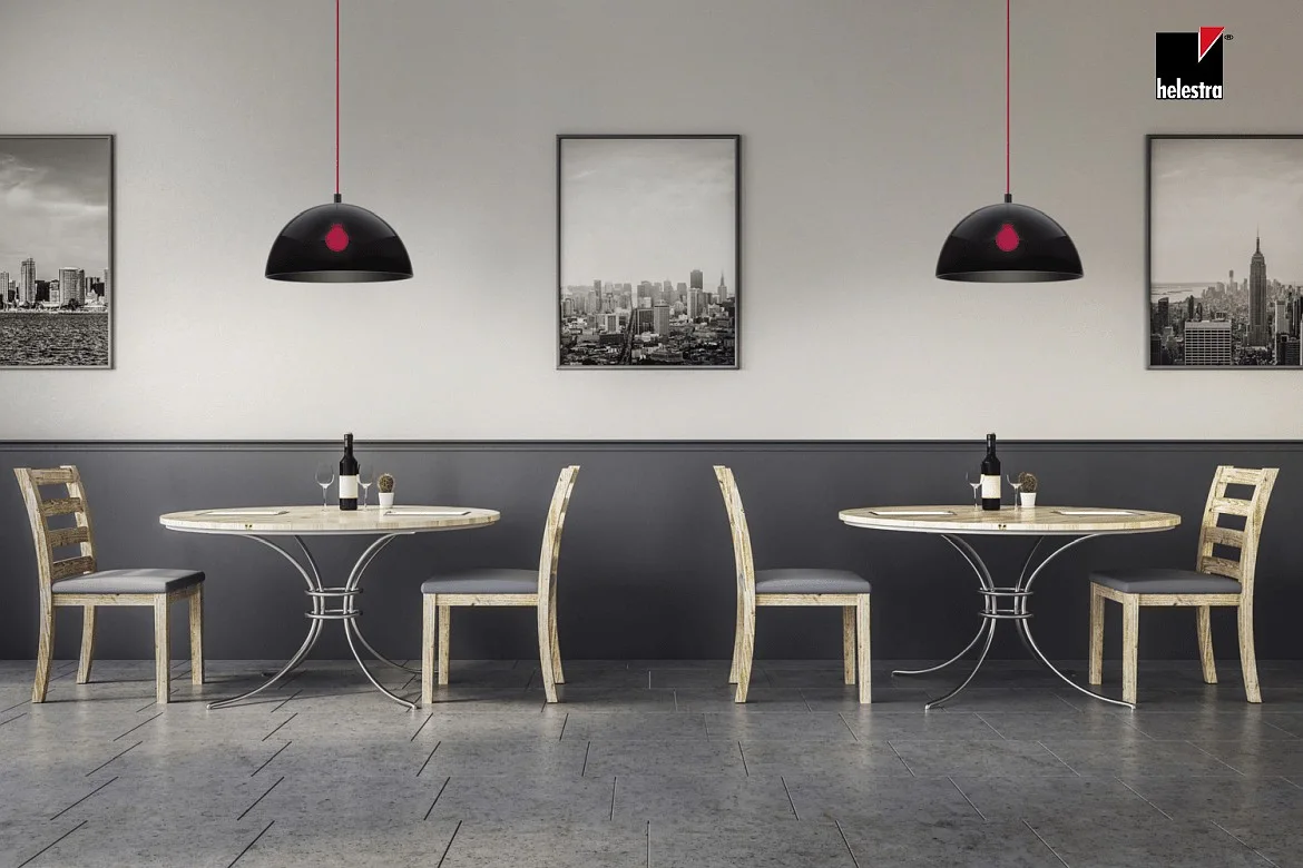 Helestra Luminaire à suspension DORO E27 IP20, rouge, noir, noir mat Helestra Luminaire à suspension DORO E27 IP20, rouge, noir, noir mat