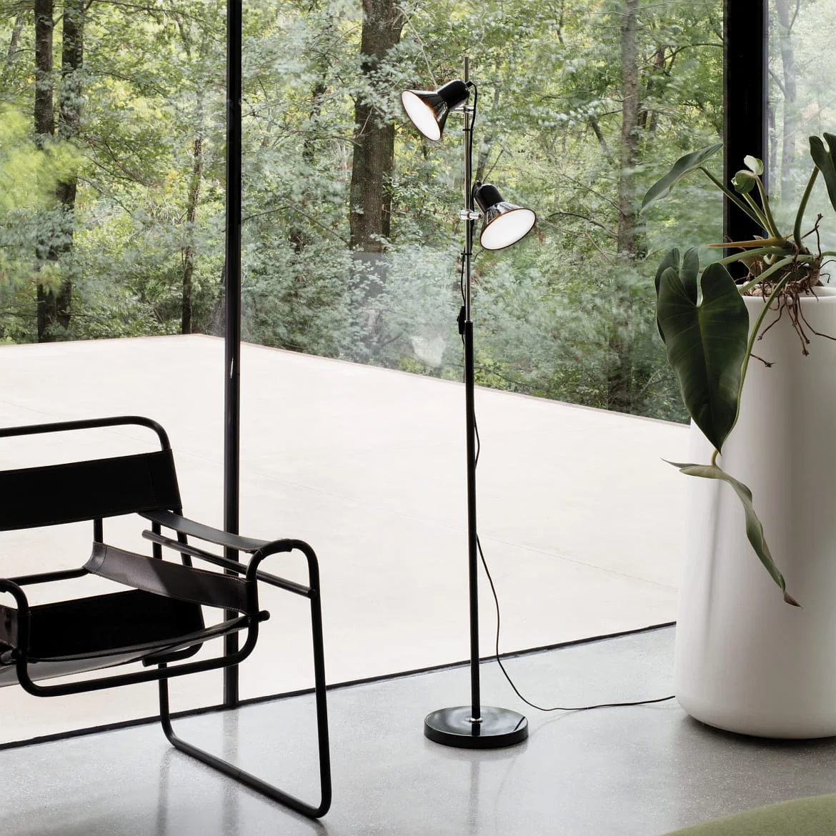 Ideal Lux Floor lamp POLLY PT2, 2 flames, E27, black Ideal Lux Floor lamp POLLY PT2, 2 flames, E27, black