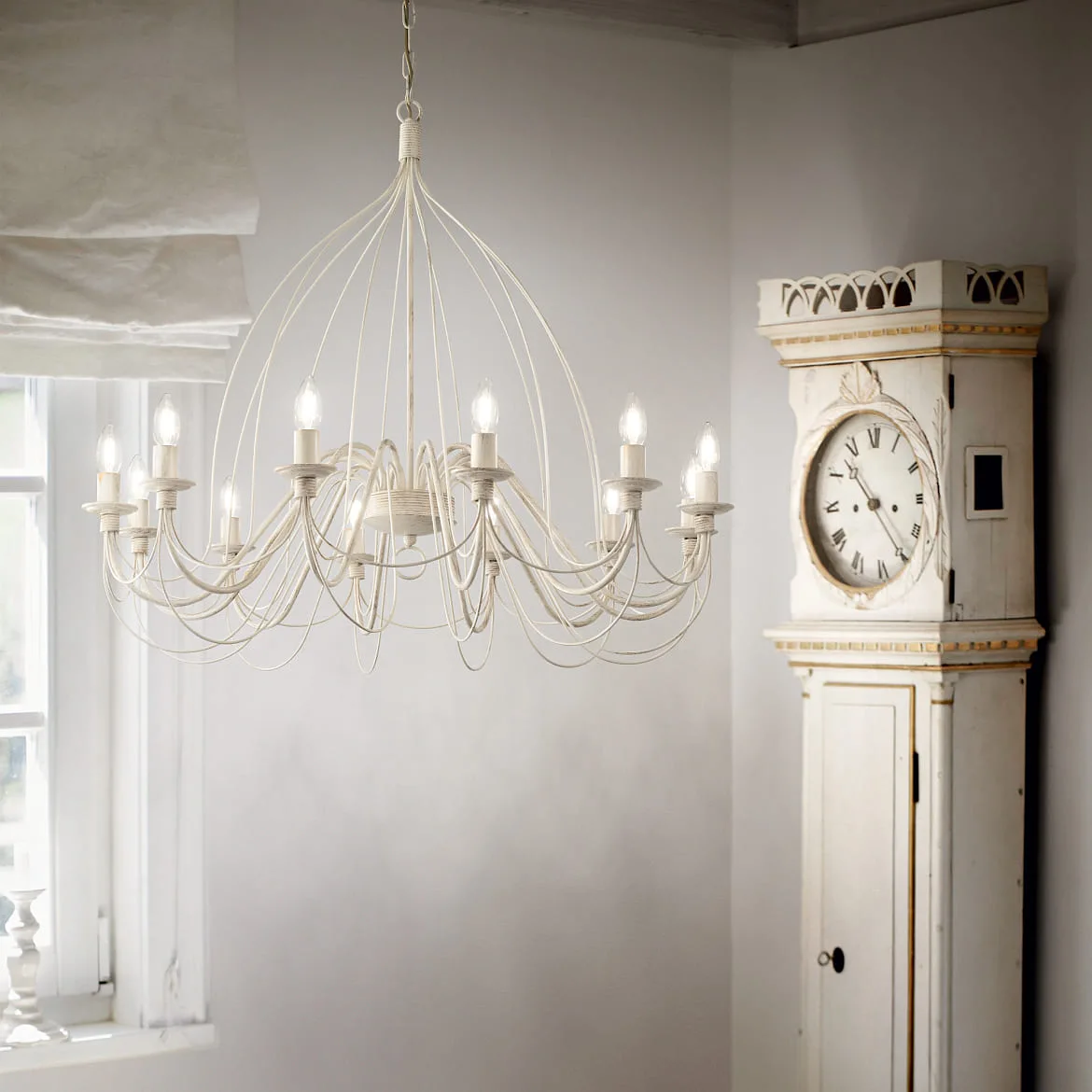 Ideal Lux Lustre CORTE SP12 12 flammes E14 IP20, blanc antique Ideal Lux Lustre CORTE SP12 12 flammes E14 IP20, blanc antique