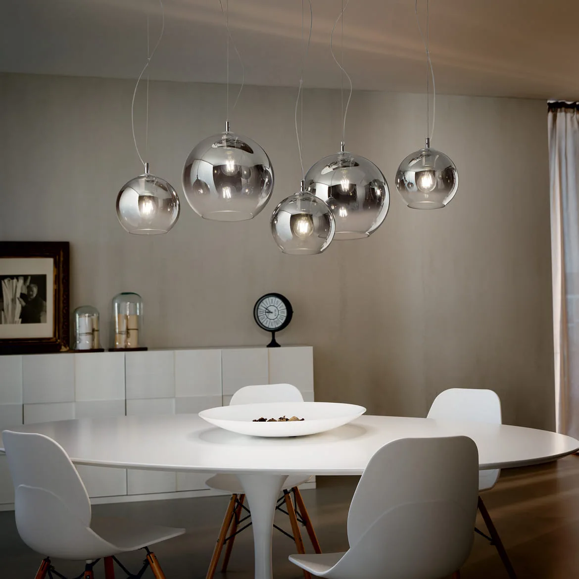 Ideal Lux Luminaire à suspension NEMO PLUS 5 flammes E27 IP20, chrome, dégager Ideal Lux Luminaire à suspension NEMO PLUS 5 flammes E27 IP20, chrome, dégager