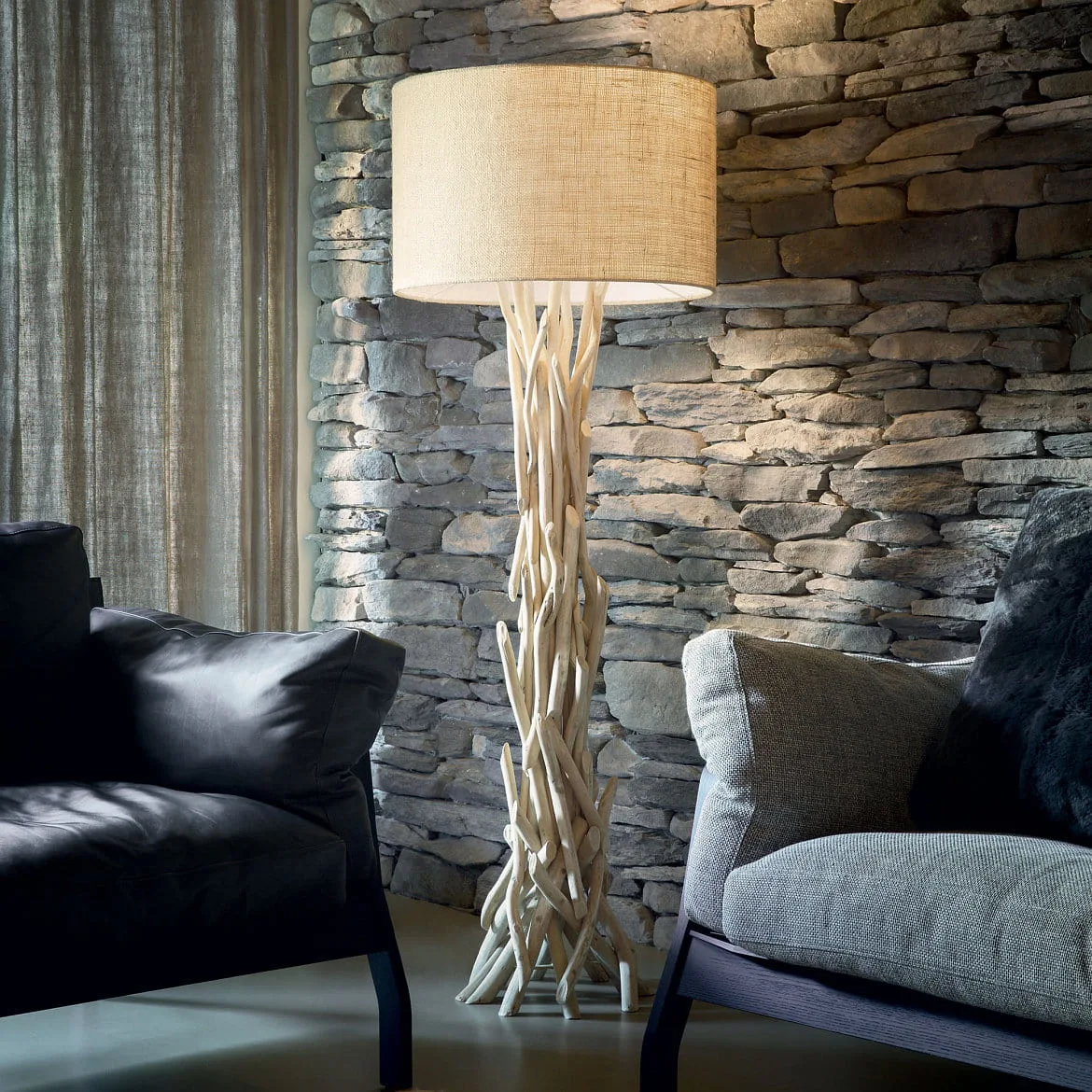 Ideal Lux Floor luminaire DRIFTWOOD, 1 flame, Rand with fabric shade, E27, metal / natural wood Ideal Lux Floor luminaire DRIFTWOOD, 1 flame, Rand with fabric shade, E27, metal / natural wood
