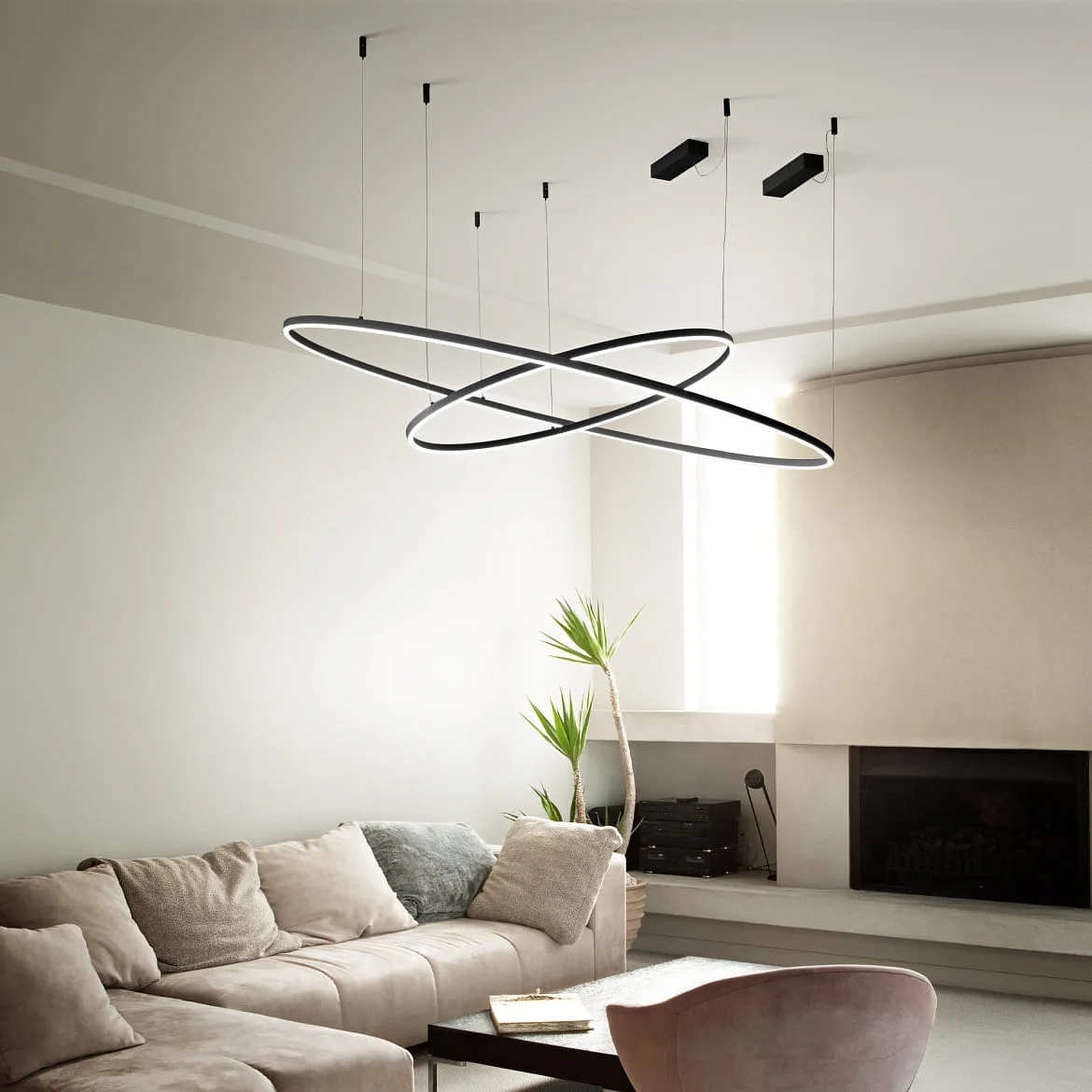 Ideal Lux Luminaire à suspension ORACLE SLIM SP D90 grand, rond, commutable IP20, noir Ideal Lux Luminaire à suspension ORACLE SLIM SP D90 grand, rond, commutable IP20, noir