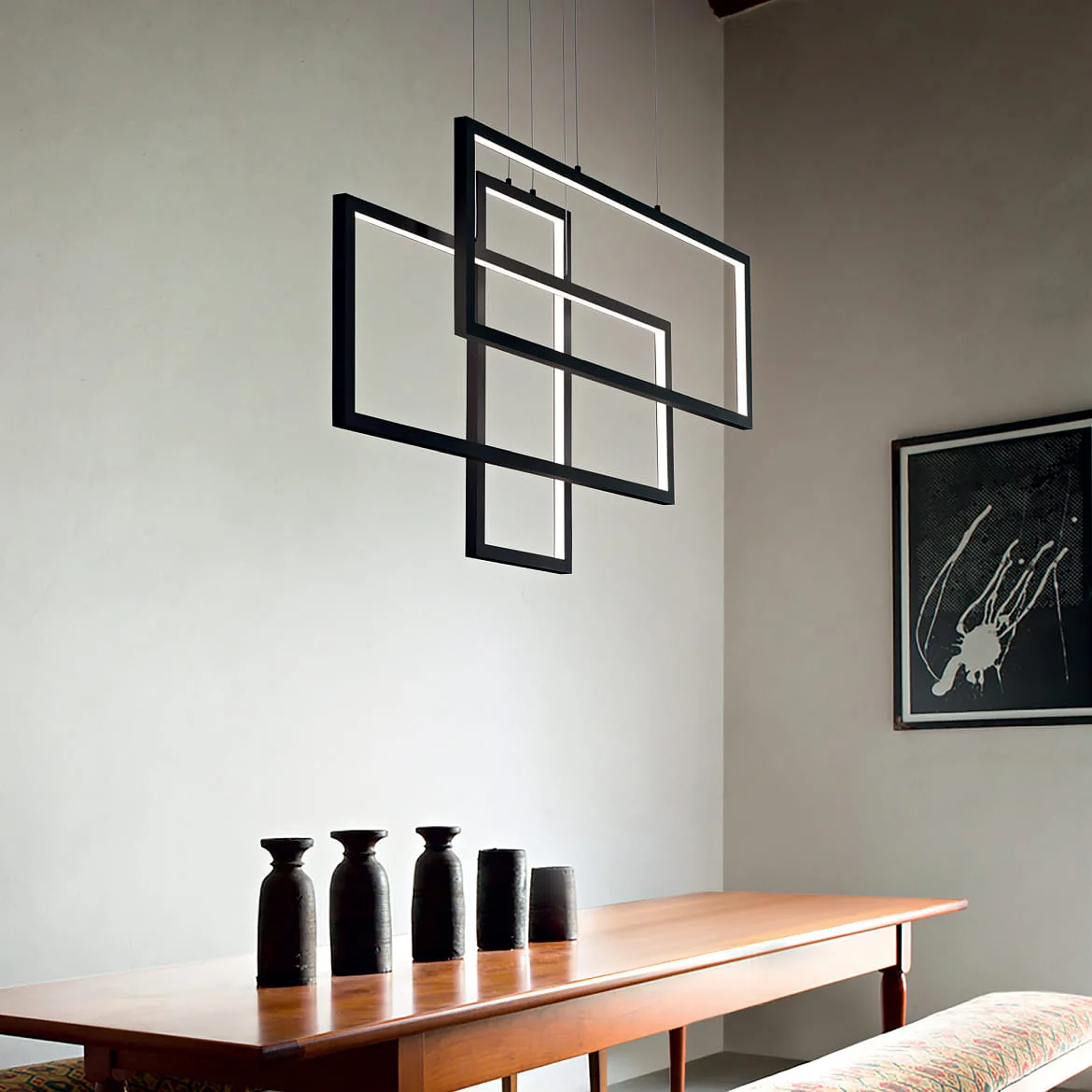 Ideal Lux Luminaire à suspension FRAME réglable IP20, noir Ideal Lux Luminaire à suspension FRAME réglable IP20, noir