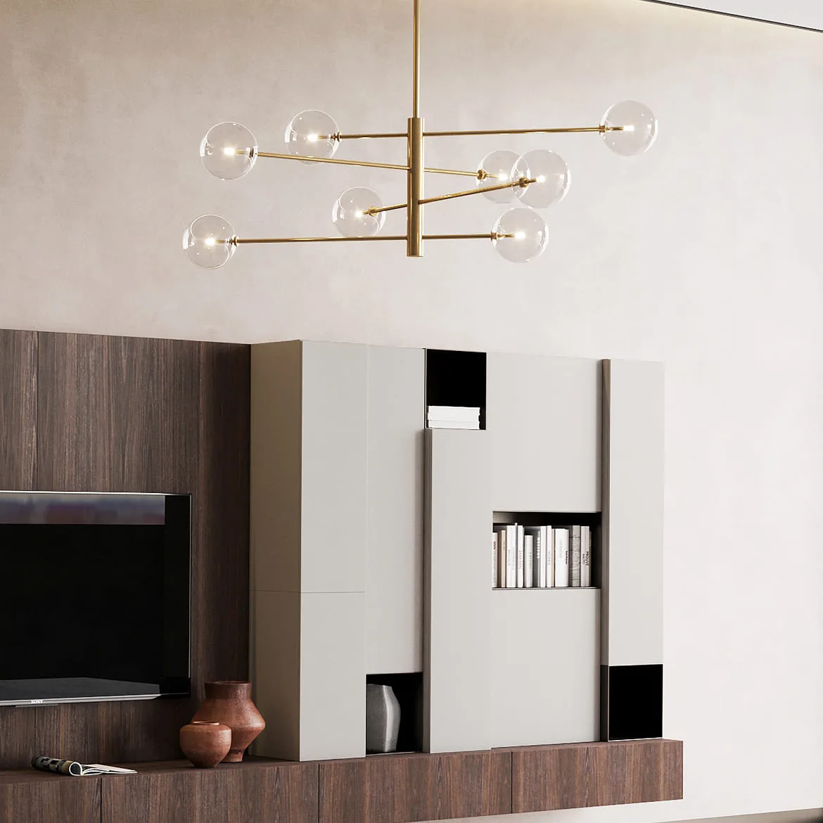 Ideal Lux Luminaire à suspension EQUINOXE SP8 8 flammes G4 IP20, laiton Ideal Lux Luminaire à suspension EQUINOXE SP8 8 flammes G4 IP20, laiton