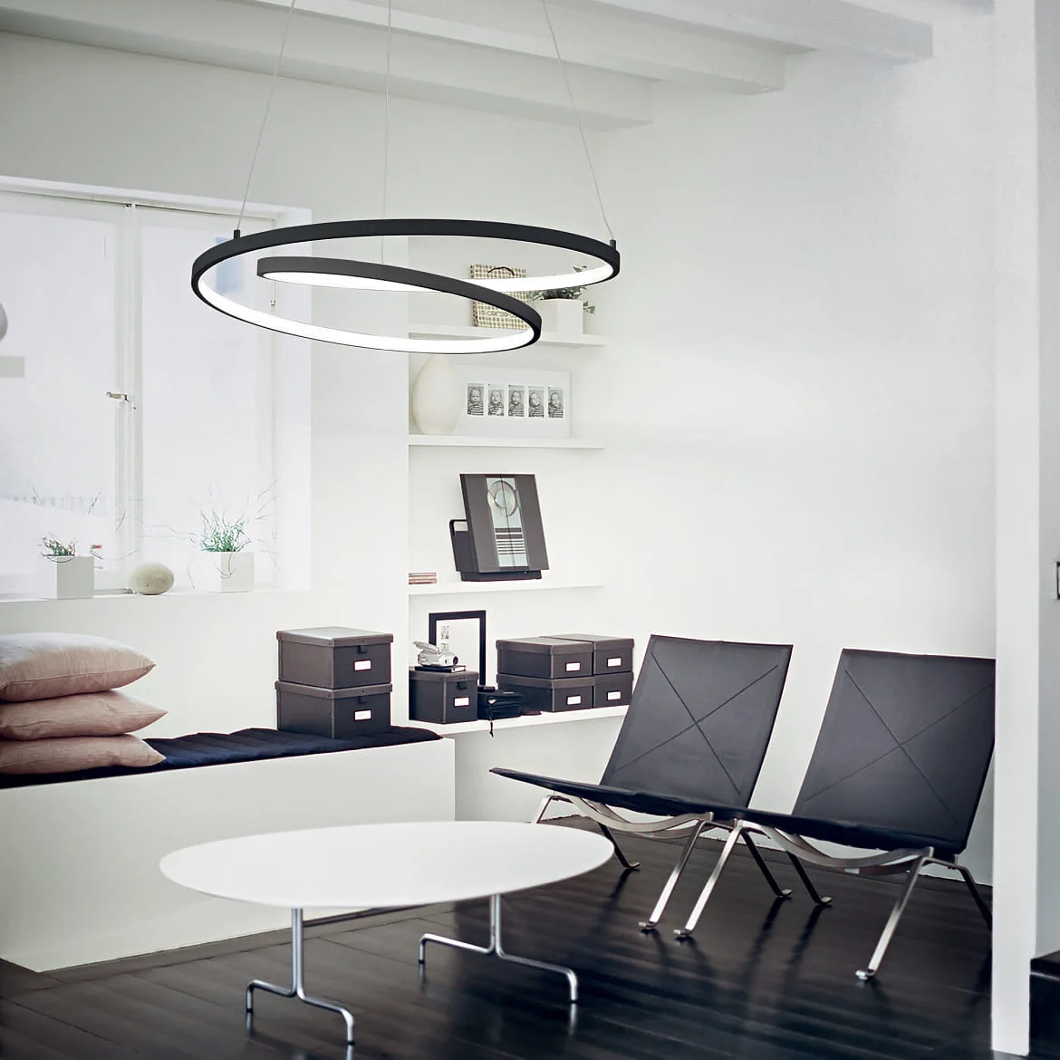 Ideal Lux pendant luminaire OZ D80 DALI/PUSH round, DALI controllable IP20, black matt dimmable Ideal Lux pendant luminaire OZ D80 DALI/PUSH round, DALI controllable IP20, black matt dimmable
