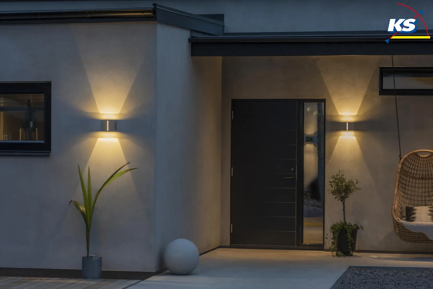 Konstsmide Outdoor wall luminaire PAVIA, with double cone of light, 3W 3000K 800lm, anthracite aluminium Konstsmide Outdoor wall luminaire PAVIA, with double cone of light, 3W 3000K 800lm, anthracite aluminium