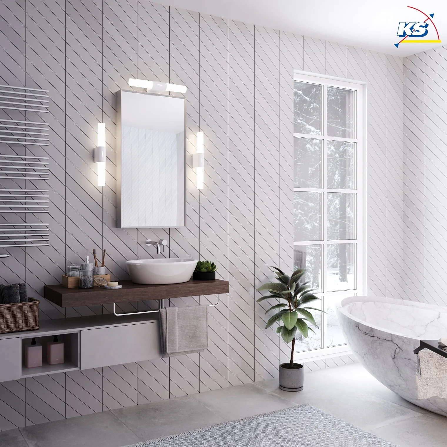Nordlux LED Bathroom luminaire HELVA DOUBLE BASIC LED Mirror luminaire, 9W, 3000K, 900lm, IP44, white Nordlux LED Bathroom luminaire HELVA DOUBLE BASIC LED Mirror luminaire, 9W, 3000K, 900lm, IP44, white