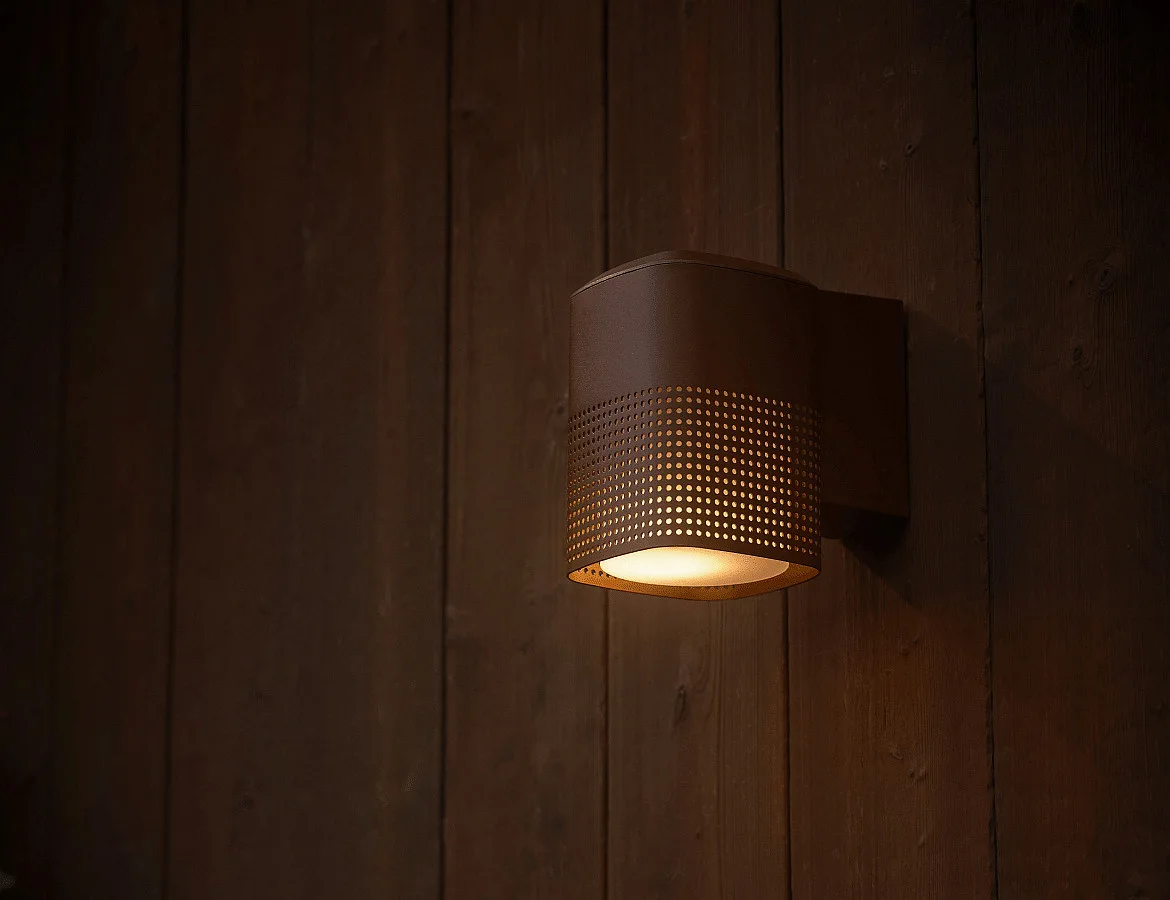 Nordlux outdoor wall luminaire SIDARA WL square, perforated, sea-air resistant, with lamp socket E27 IP54, seaside metallic brown Nordlux outdoor wall luminaire SIDARA WL square, perforated, sea-air resistant, with lamp socket E27 IP54, seaside metallic brown