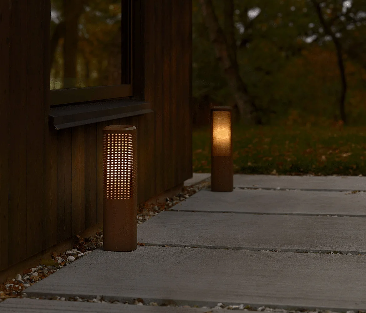 Nordlux bollard light SIDARA 45 square, perforated, sea-air resistant, with lamp socket E27 IP44, seaside metallic brown Nordlux bollard light SIDARA 45 square, perforated, sea-air resistant, with lamp socket E27 IP44, seaside metallic brown