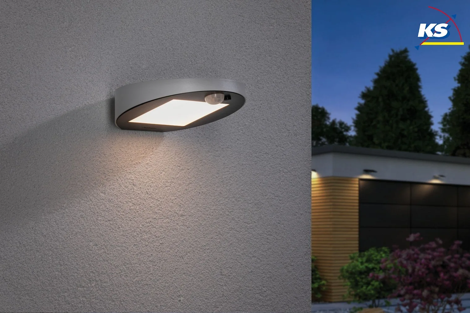 Paulmann solar wall luminaire RYSE with motion detector IP44, white Paulmann solar wall luminaire RYSE with motion detector IP44, white