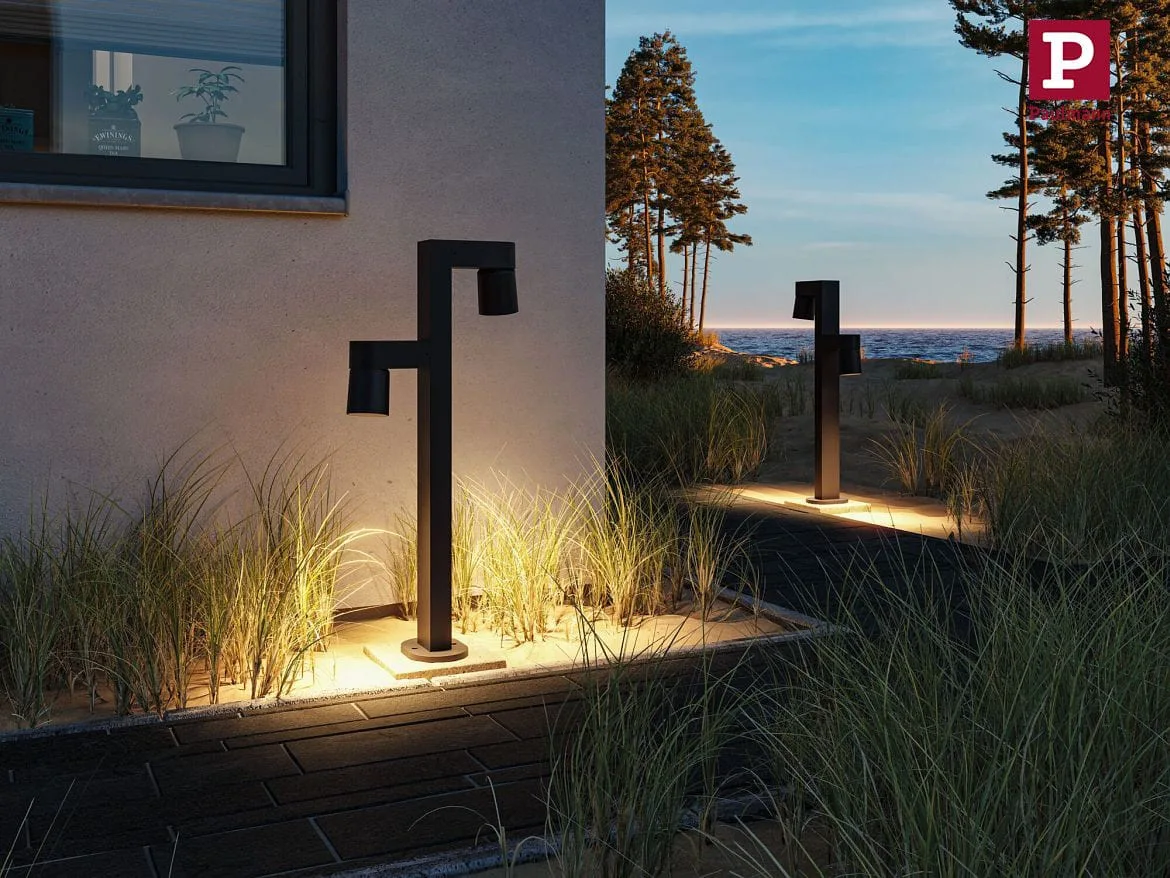 Paulmann bollard light KIMU 2 SPOT 2 flames, switchable, cardanic swivelling IP44, anthracite Paulmann bollard light KIMU 2 SPOT 2 flames, switchable, cardanic swivelling IP44, anthracite