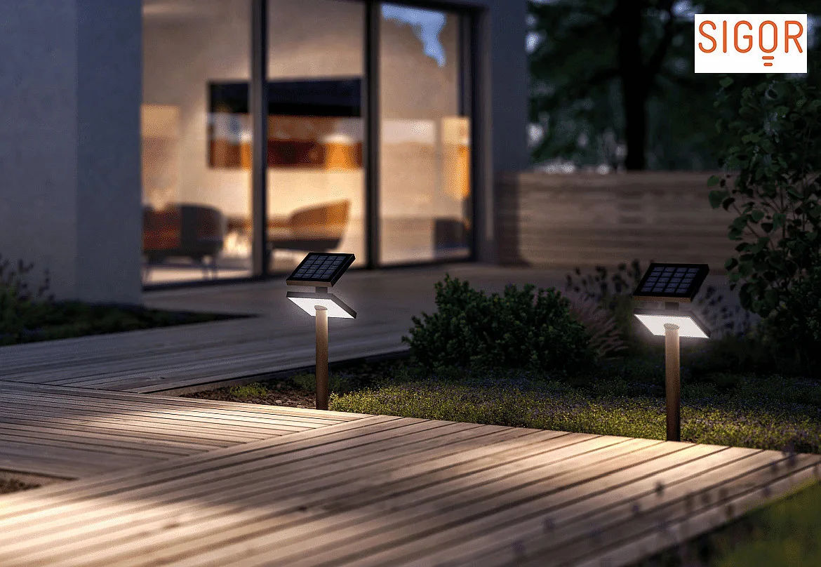 SIGOR battery solar lamp HELIOSTEPPER with sensor IP65, graphite grey SIGOR battery solar lamp HELIOSTEPPER with sensor IP65, graphite grey