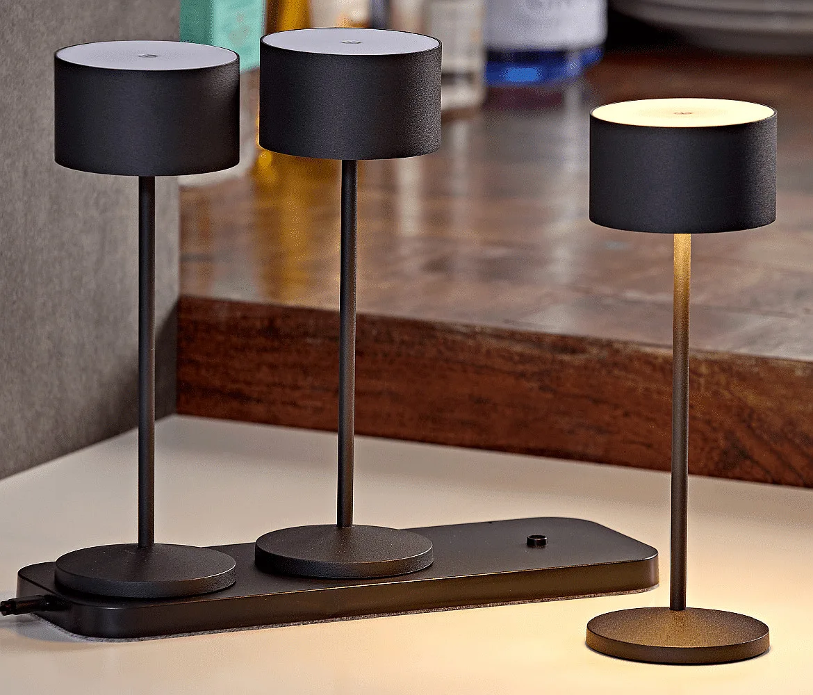SIGOR battery table lamp VELUNA up / down, CCT Switch, set of 3, with touch dimmer IP44, night black dimmable SIGOR battery table lamp VELUNA up / down, CCT Switch, set of 3, with touch dimmer IP44, night black dimmable