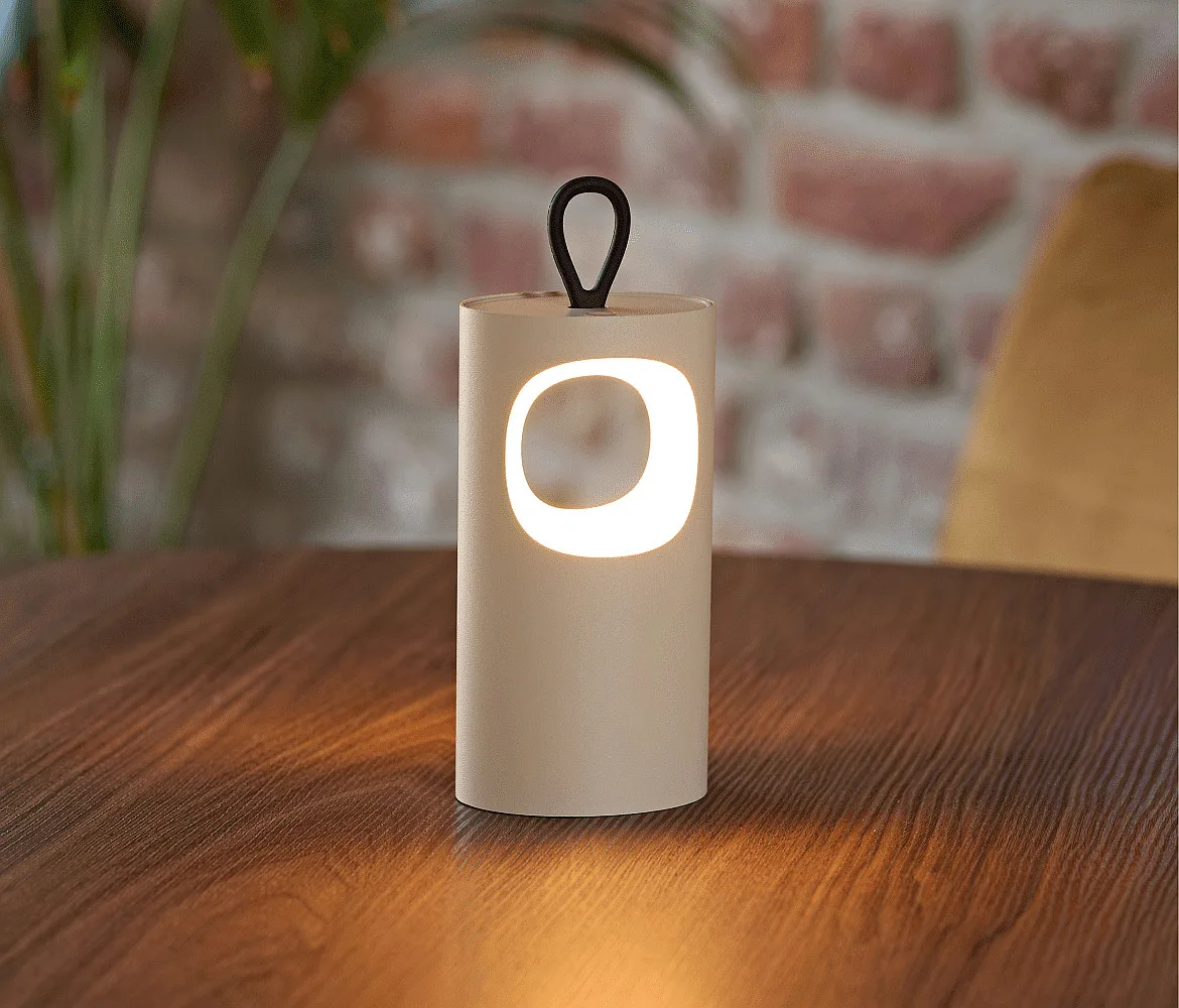 SIGOR battery table lamp LUNARI with USB connection, CCT Switch, with handle, with touch dimmer IP44, mat, dune beige dimmable SIGOR battery table lamp LUNARI with USB connection, CCT Switch, with handle, with touch dimmer IP44, mat, dune beige dimmable