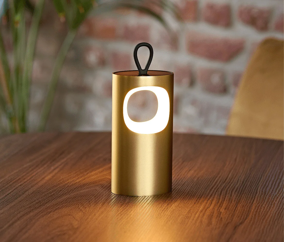 SIGOR battery table lamp LUNARI with USB connection, CCT Switch, with handle, with touch dimmer IP44, gold, mat dimmable SIGOR battery table lamp LUNARI with USB connection, CCT Switch, with handle, with touch dimmer IP44, gold, mat dimmable