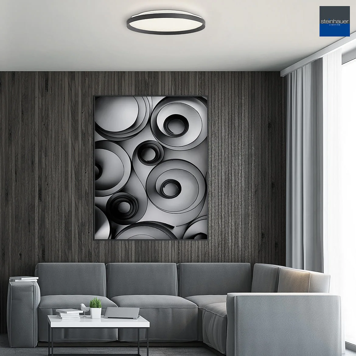 Steinhauer Luminaire de plafond FLADY haut bas IP20, noir gradable Steinhauer Luminaire de plafond FLADY haut bas IP20, noir gradable