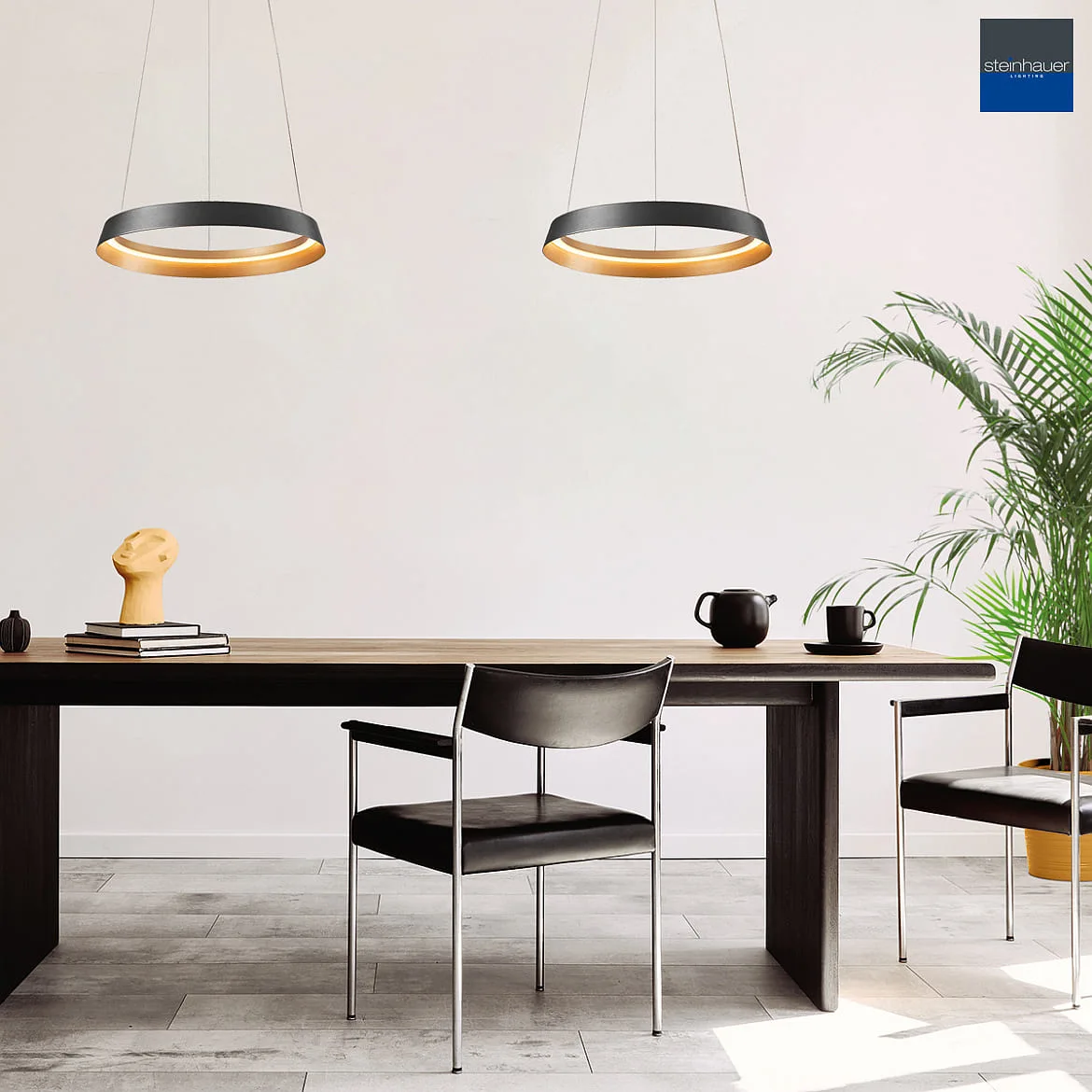 Steinhauer Luminaire à suspension RINGLUX IP20, noir gradable Steinhauer Luminaire à suspension RINGLUX IP20, noir gradable