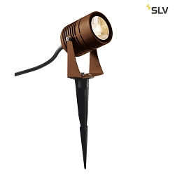 Premium LED Outdoor Earth spike luminaire LED SPIKE, IP55 IK06, 6W 3000K 400lm 40, swiveling, rust-colored