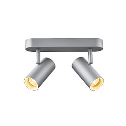 Luminaire de plafond NOBILO II LED � 2 flammes, cylindrique, pivotant � la cardan, gris argent gradable