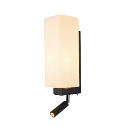 Luminaire mural QUADRASS SPOT avec spot LED E27, laiteux, noir 