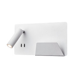 LED Wall luminaire SOMNILA SPOT Indoor, 13W, 3000K, Spot 65lm,  incl. USB port, Spot right, white, back light 646lm