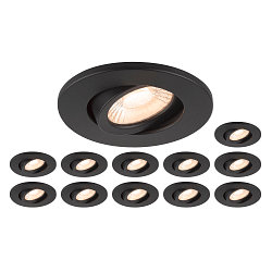Plafonnier encastré UNIVERSAL DOWNLIGHT MOVE PHASE pivotant, lot de 12 IP20, noir gradable