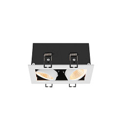 Plafonnier encastré KADUX DOUBLE carré IP20, noir, blanche gradable
