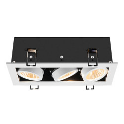 Plafonnier encastré KADUX TRIPLE carré IP20, noir, blanche gradable