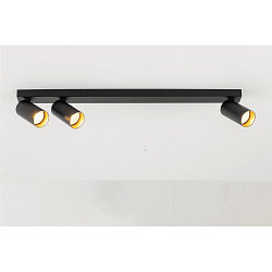 Luminaire de plafond KAMI 3 flammes GU10 IP20, or, noir