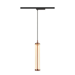 1- Luminaire à suspension monophasé QUIMERA PHASE cylindrique IP20, cuivre gradable