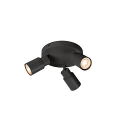 Applique et plafonnier PURI 2.0 - TUBE 3 flammes, rond GU10 IP20, noir gradable