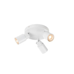 Applique et plafonnier PURI 2.0 - TUBE 3 flammes, rond GU10 IP20, blanche gradable
