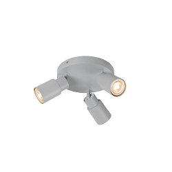 Applique et plafonnier PURI 2.0 - TUBE 3 flammes, rond GU10 IP20, gris gradable
