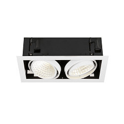 Plafonnier encastr� KADUX DOUBLE � 2 flammes, contr�lable par DALI, pivotant � la cardan IP20, blanche gradable