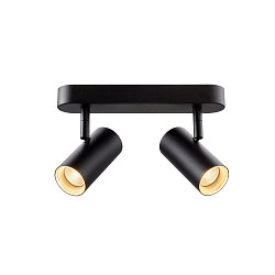 Applique et plafonnier NOBLO® DOUBLE PHASE à 2 flammes, rond IP20, noir gradable