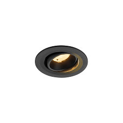Plafonnier encastré NUMINOS® MOVE S rond, adapté aux postes de travail avec écran IP20, noir, laqué gradable