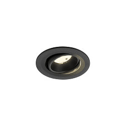 Plafonnier encastré NUMINOS® MOVE S rond, adapté aux postes de travail avec écran IP20, noir, laqué gradable