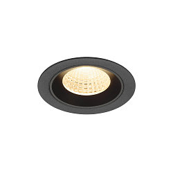 Plafonnier encastr� NUMINOS� M rond, adapt� aux postes de travail avec �cran IP20, noir, laqu� gradable