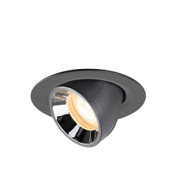 recessed spotlight NUMINOS® GIMBLE XS swivelling, suitable for VDU workstation IP20, chrome, black dimmable