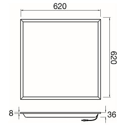 Luminaire de plafond PANEL P 625 45 DALI >200LM/W contrôlable par DALI, UGR < 19, multipower IP20, gradable