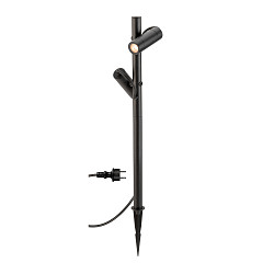 Lampe à piquet de terre HELIA SLIM POLE DOUBLE avec prise de courant IP65, noir