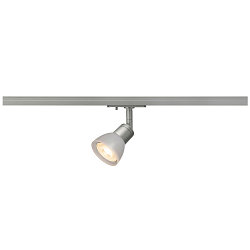 1-Projecteur monophas� PURIA adaptateur monophas� inclus GU10, Gris argent